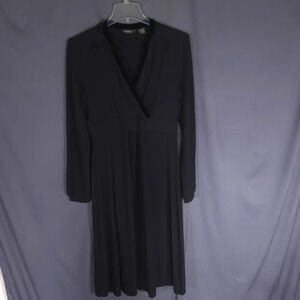 Eddie Bauer Crossover‎ Midi Dress Size Medium Tall Black Velvet Accents Goth Y2K